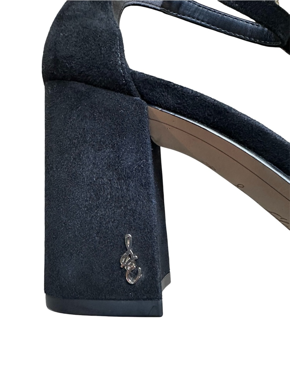 Sam Edelman Black Suede Ankle-Strap Block Heels - Picture 6 of 8